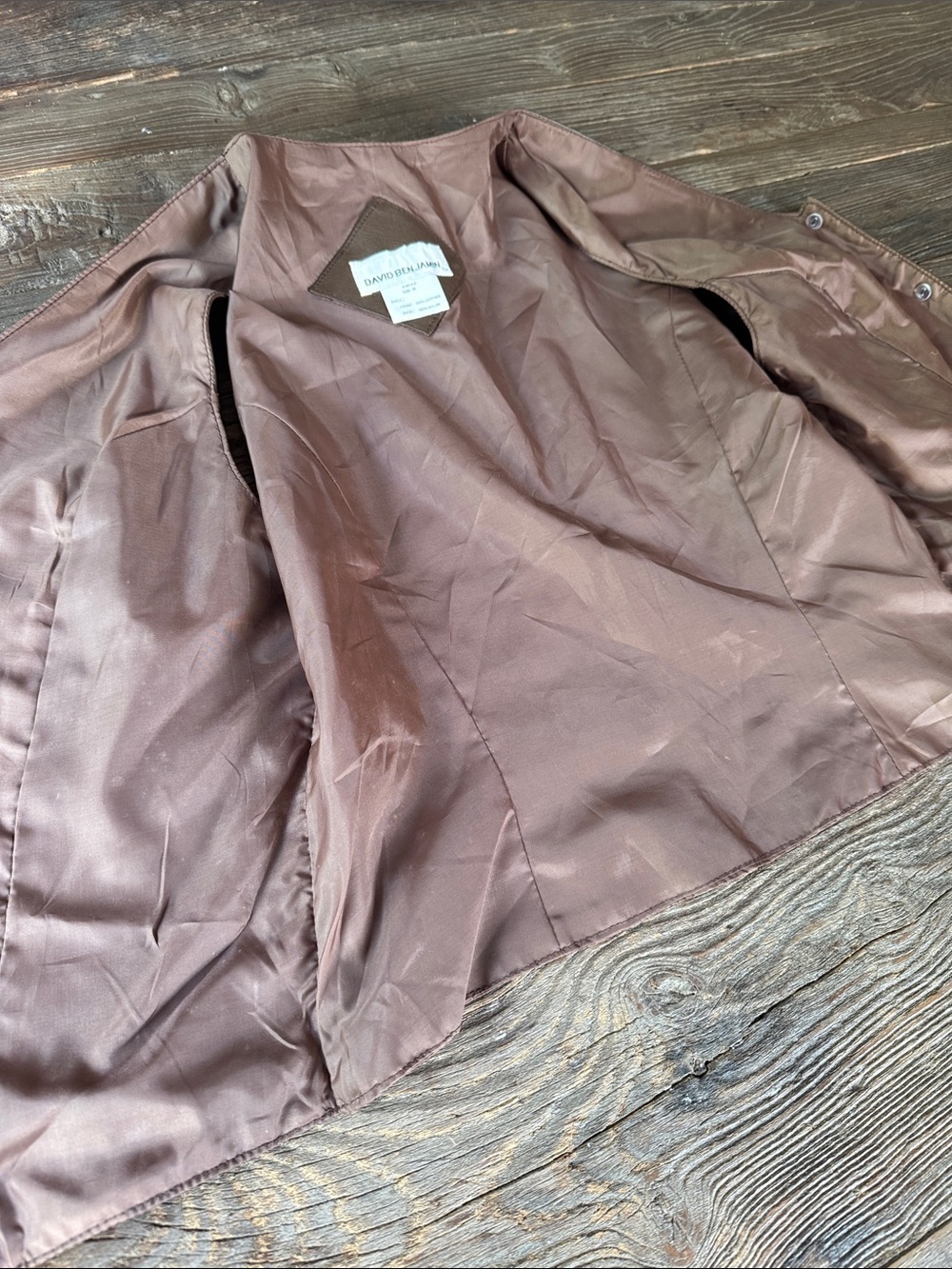 David BenJamin 70’s chocolate brown leather Weatern style vest menswear Medium - Picture 6 of 7